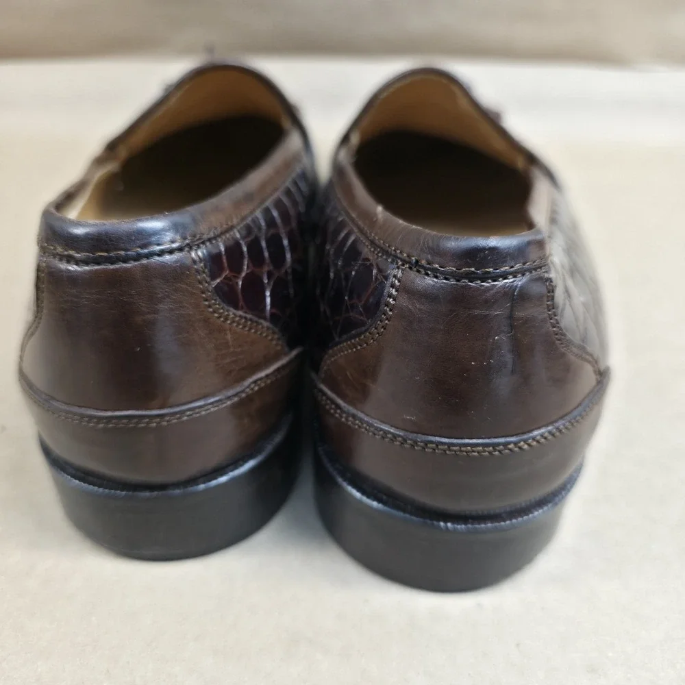Johnston Murphy (8.5 M) Italy Tassel Kilt Loafers Brown Croc Print Men's Shoes